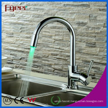 Fyeer Brass Sink LED Kitchen Faucet, Power by Water Pressure, No Battery Water Mixer Tap Bibcock